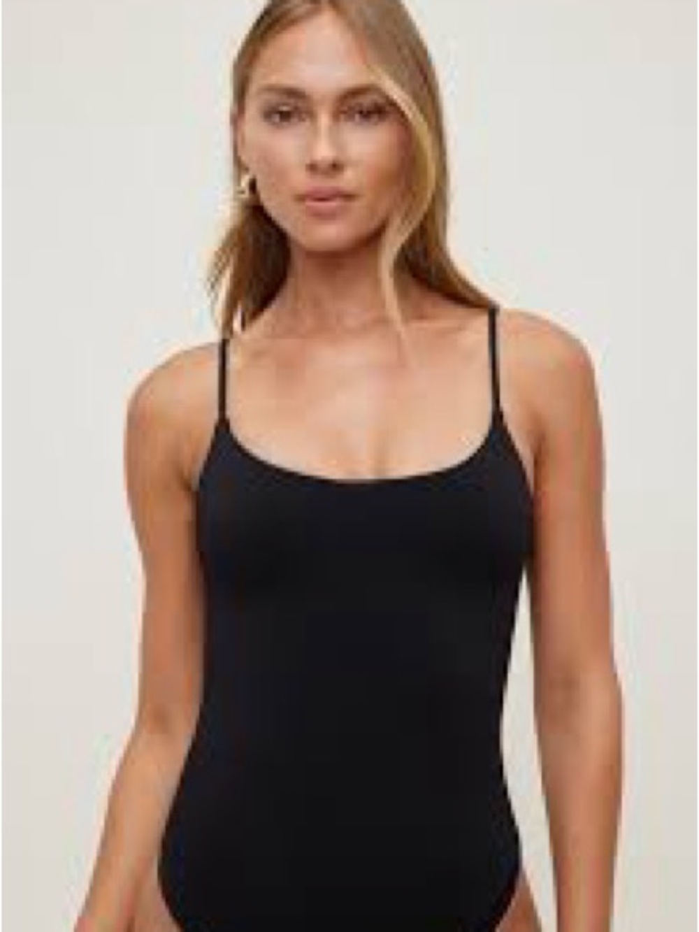 Dynamite Black Ribbed Women's Slim Strap Tank Bodysuit Size Small